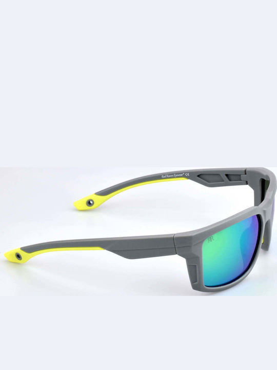 Red Raven Kelly Unisex Sunglasses with Gray Frame and Green Lens 48953062687054