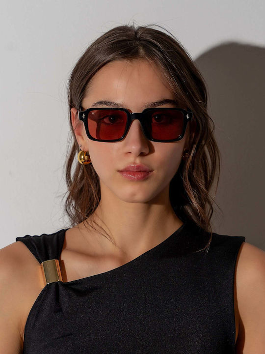 Red Raven Fade Unisex Sunglasses with Black Frame and Red Lens