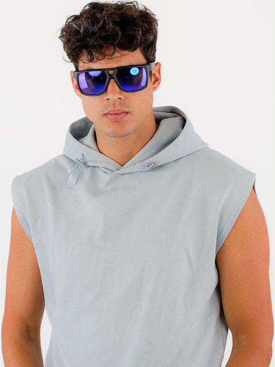 Red Raven Maverick Unisex Ochelari De Soare Cu Ramă Neagră Din Plastic Și Lentile Albastre
