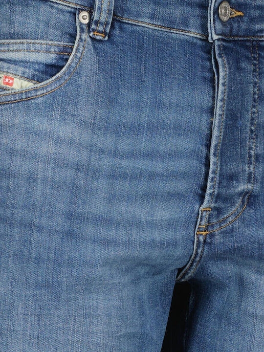 Men's Elastic Jeans Pants with Slim Straight Fit Blue