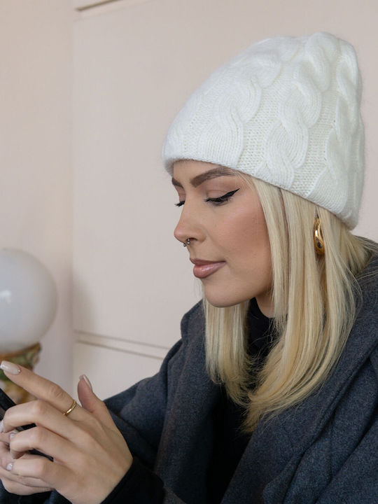 Cap Beanie Beanie Knitted in White color