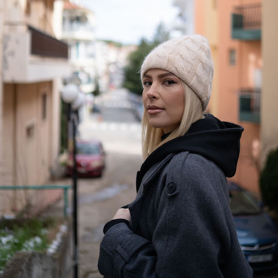 Σκουφάκι Beanie Γυναικείος Σκούφος Πλεκτός σε Ροζ χρώμα