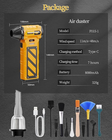 Portable Rechargeable Car Handheld Vacuum Blower 130000rpm 8000mah F015