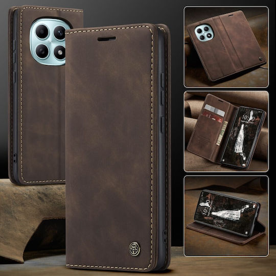 Caseme 013 Retro Book Leder / Synthetisches Leder Braune Handyhülle für Redmi Note 15