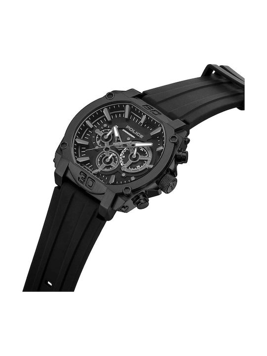 Police Norwood Men's Watch Chronograph Battery with Black Rubber Strap