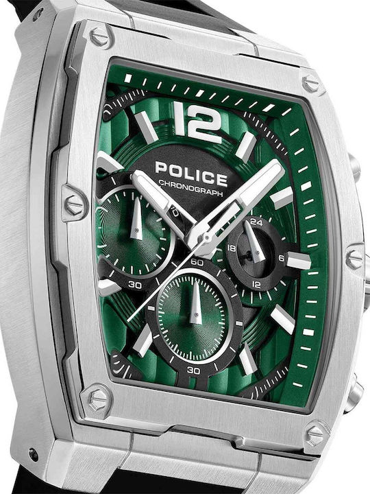 Police Creed Men's Watch Chronograph Battery with Black Rubber Strap