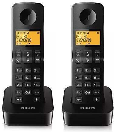 Philips D2602B Ασύρματο Τηλέφωνο Duo Μαύρο