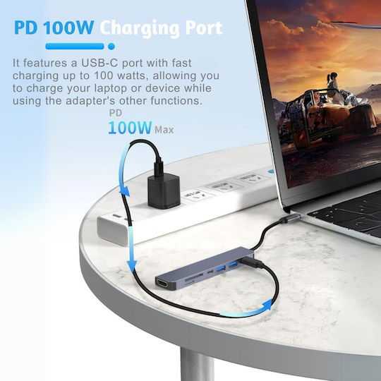Luvlu Stație De Andocare USB-C Cu 4K Suport PowerDelivery Gri