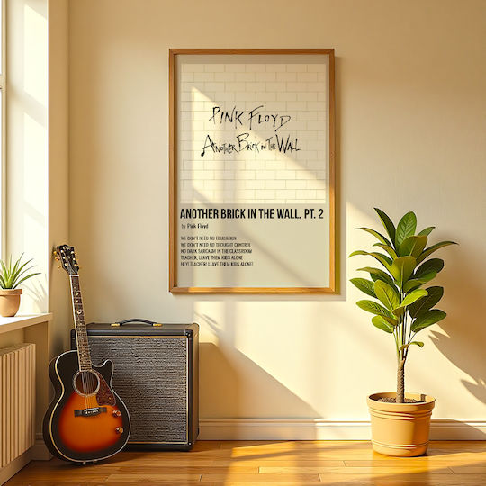 Music Poster Another Brick In Wall Pink Floyd Ms575 21cm X 30cm Μαύρη Ξύλινη Κορνίζα