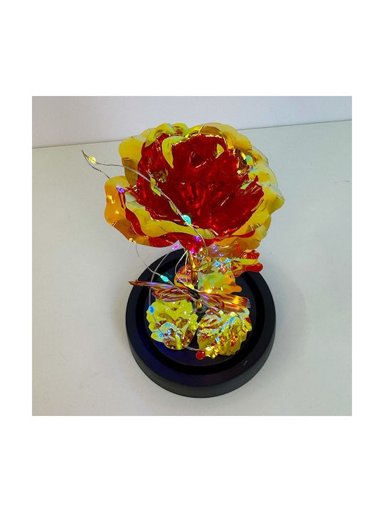 Red-gold Artisanal Rose Metallic Effect Led Lighting In A Plastic Dome
