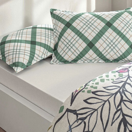 Tac Set Huse Pentru Pilote 100% Bumbac 200x220cm Dublu Cu 2 Fețe De Pernă & 1 Cearșaf Verde Greeny Green