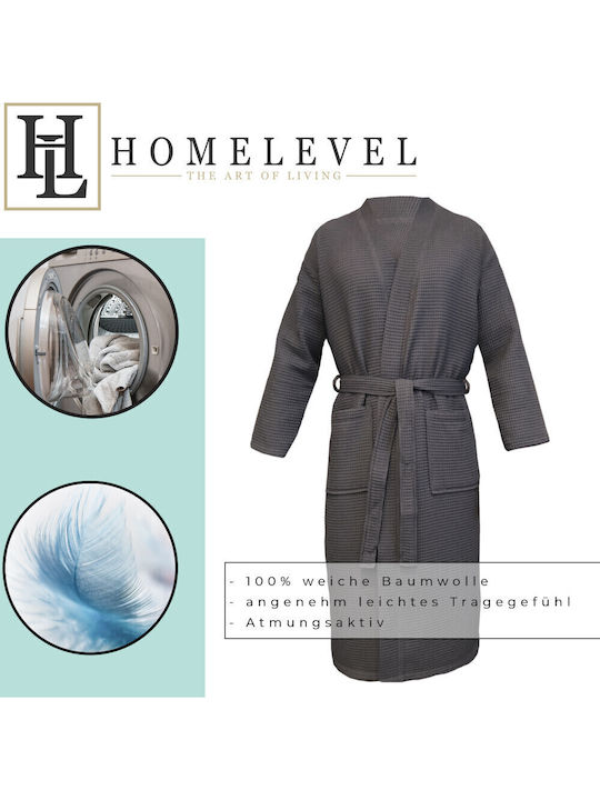 Homelevel Halat de baie cu Guler Gray