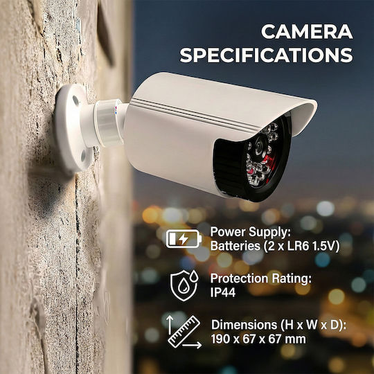 Set of Two Simulated Tube Cameras Led Ir White Power Supply 2xaa Not Included in Delivery Abs Ir1800 Wt