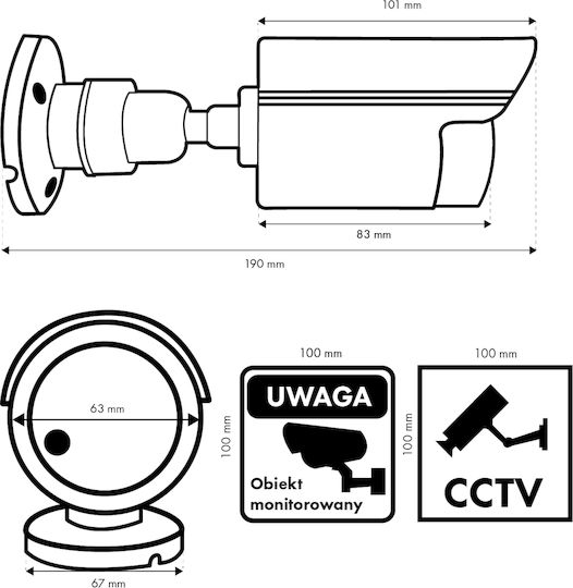 Set of Two Dummy Tube Cameras Led Ir Black Power Supply 2xaa Not Included in Delivery Abs Ir1800 Bt