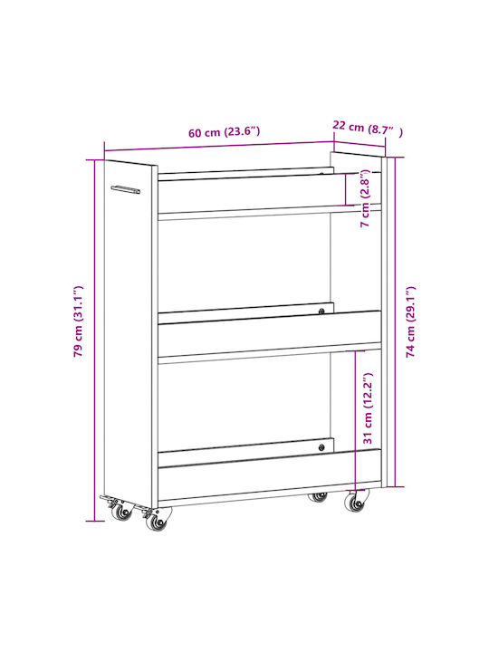 Cabinet De Depozitare Din Lemn L60xL22xÎ79cm