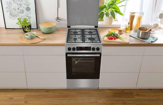 Gorenje Κουζίνα 70lt με Εστίες Υγραερίου Π50εκ. Silver
