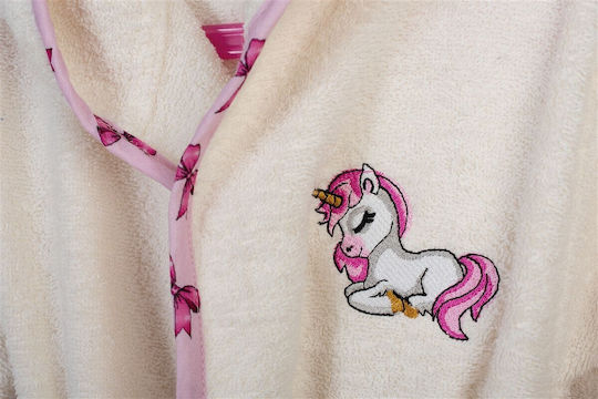 Dimcol Kids Hooded Bathrobe Ecru-pink
