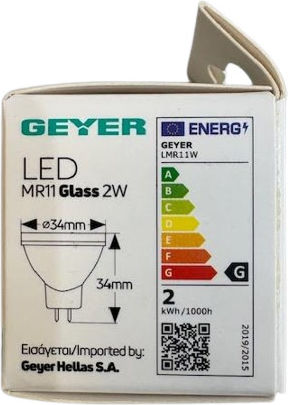 Geyer Bec LED 2W pentru Soclu GU4 și Formă MR11 Alb cald 150lm