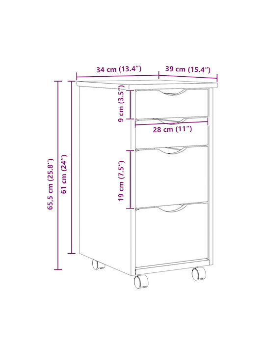 Чекмеджета Офис Διαφανής Βερνίκι 34x39x65.5см