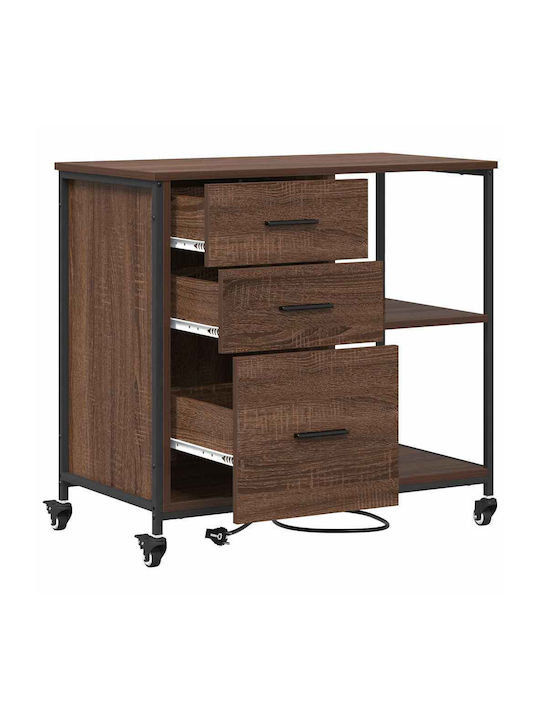 vidaXL Büroaufbewahrungsschublade und -schrank Holzschattierung Eiche mit Rädern 76x41x72cm