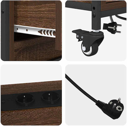 Cabinet De Birou Din Lemn Cu Roți Maro Stejar 76x41x72cm