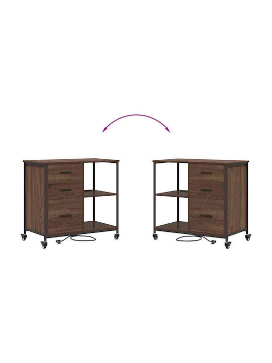vidaXL Büroaufbewahrungsschublade und -schrank Holzschattierung Eiche mit Rädern 76x41x72cm