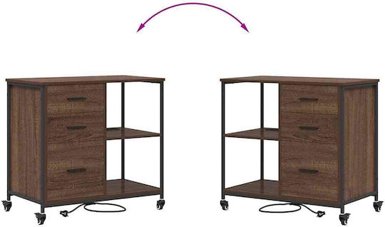 Cabinet De Birou Din Lemn Cu Roți Maro Stejar 76x41x72cm