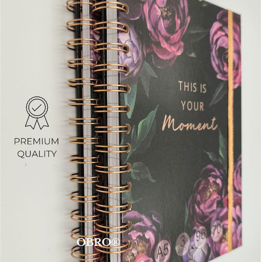 Carnet Spiral 96 Foi A5 Cu dungi Roz