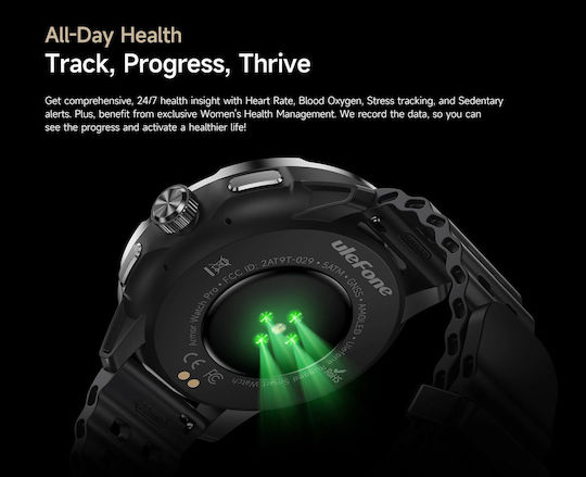Ulefone Armor Watch Pro 48mm με Παλμογράφο (Μαύρο - M/L)