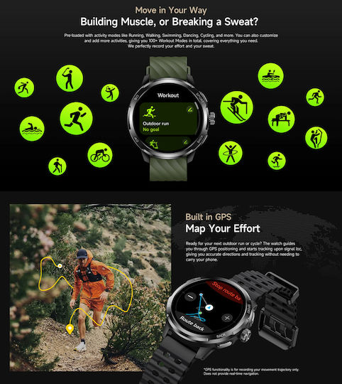 Ulefone Armor Watch Pro 48mm με Παλμογράφο (Μαύρο - M/L)