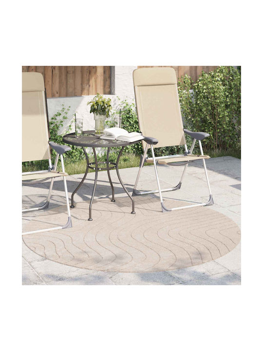 vidaXL Huarte Αντιολισθητικό Χαλί Στρογγυλό Μπεζ Φ120cm