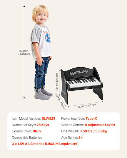 Vevor Wooden Piano for 3-10 Years