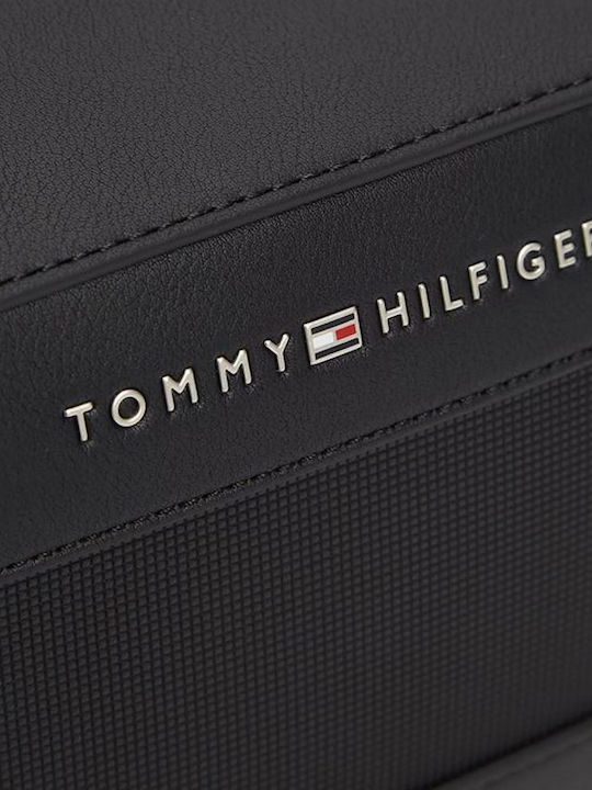 Tommy Hilfiger Männer Metall Logo Textur Kulturbeutel Schwarz