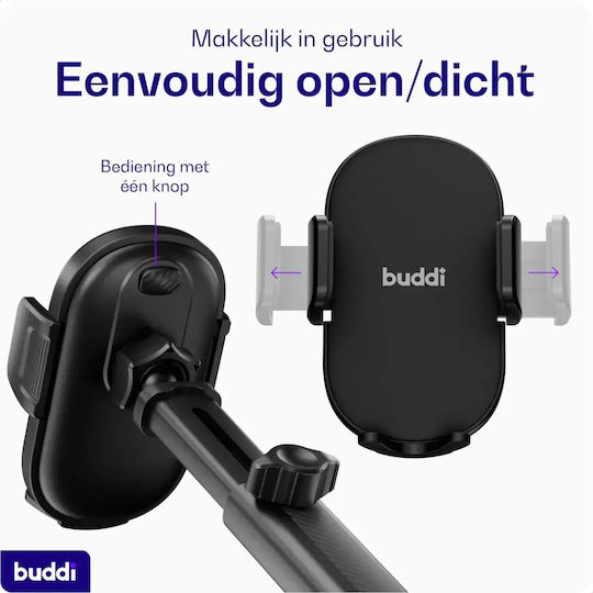 Βάση Κινητών Αυτοκινήτου Buddi Way 2 Ανθεκτική Βεντούζα Ταμπλό Παρμπρίζ 5 Έτη Εγγύηση Black 8719246496561