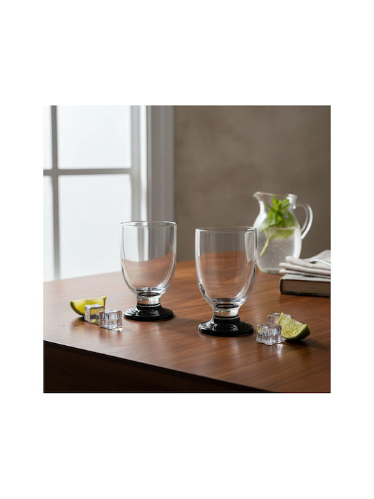 Domumart Set de pahare pentru apa din Sticlă în Culoarea Negru Cu picior 290ml 6buc