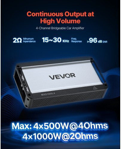 Vevor Car Audio Amplifier 4-channel Bridgeable Car Amplifier Multichannel Class D Stereo Amp Max 4 X 500w At 4 Ohms 4 X 1000w At 2 Ohms High Output Suvs Pickups Off-road Vehicles