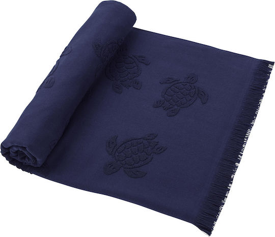 Vilebrequin Beach Towel Light Blue with Fringes
