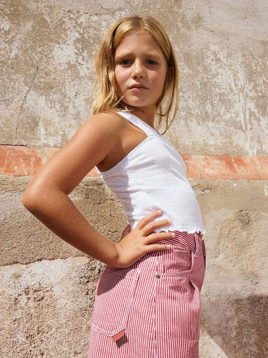 Top Pentru Copii Crop Top Fără Mâneci Alb