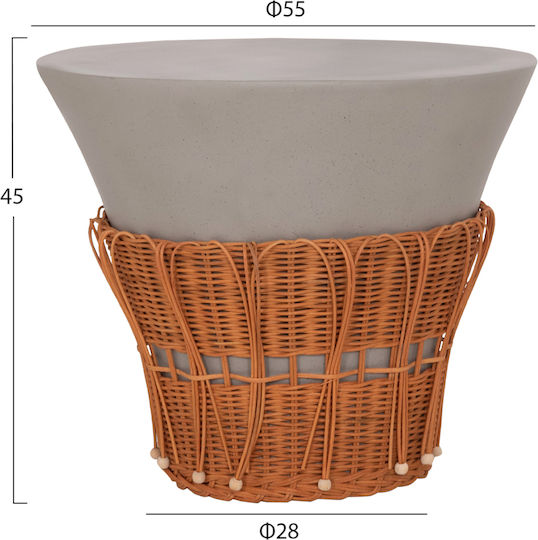 Beistelltisch Fiber Grau-Natur Rattan