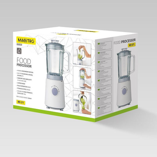 Maestro Μπλέντερ με Πλαστική Κανάτα 1.5 lt 1200W Λευκό MR-571