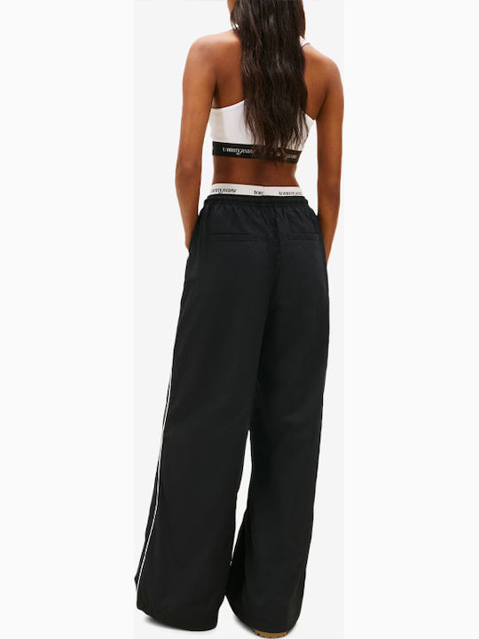 Tommy Hilfiger Damen Stoff Palazzohose mit Gummizug Schwarz Tommy Hilfiger Damen Stoff Palazzohose mit Gummizug Schwarz