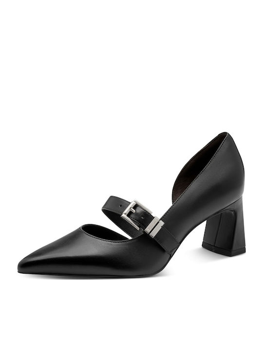 Leather Heels with Strap Black