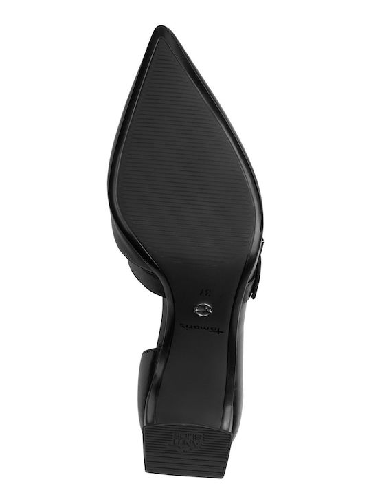 Leather Heels with Strap Black