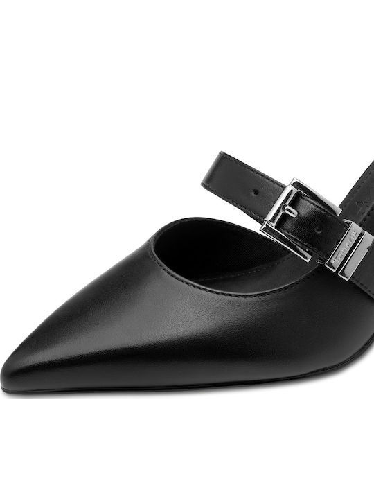Leather Heels with Strap Black