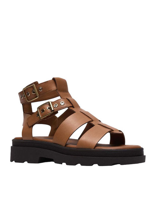 Cove Flache Sandalen für Damen in Tabac Braun Farbe