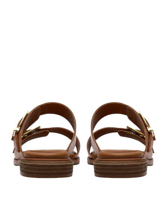 Ariany Bay Mule Leather Women's Flat Sandals Anatomic in Tabac Brown Color