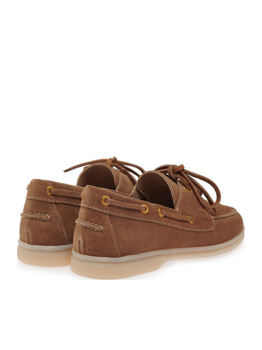 Leather Women's Loafers in Tabac Brown Color