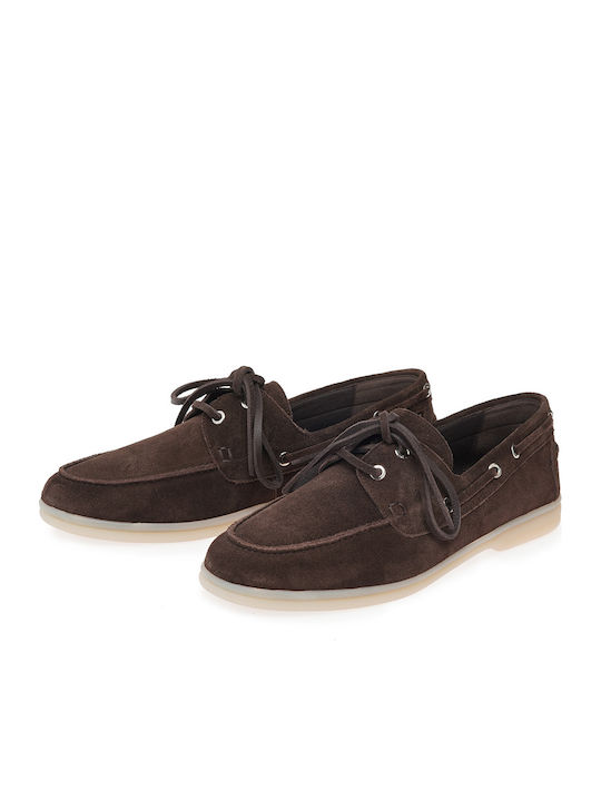 Leather Women's Loafers in Brown Color