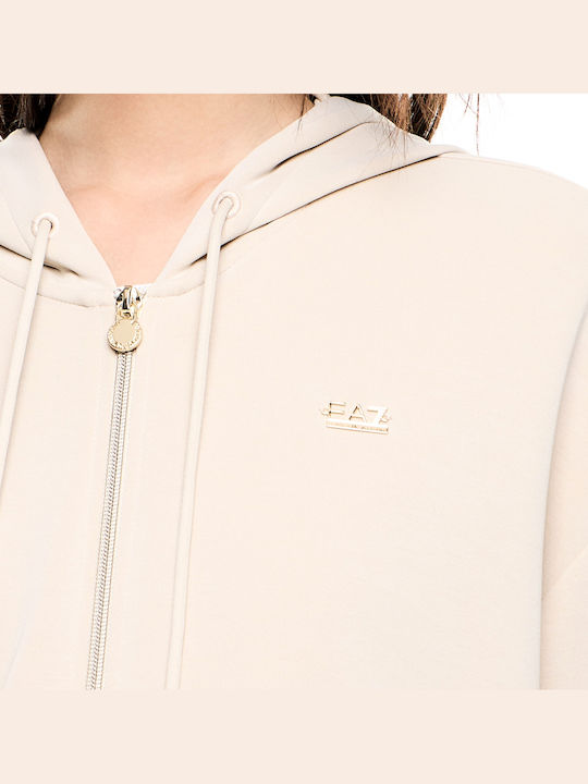 Long Women's Sweatshirt Jacket Hooded Beige