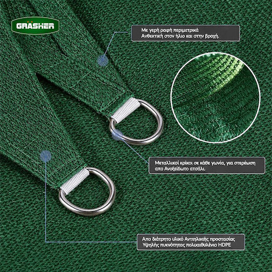 Grasher Shade Sail Зелен С парчета 3.6x3.6m 180гр/кв.м